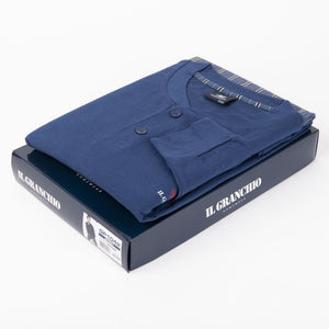 Pigiama uomo cotone Il Granchio GP1042 a righe azzurro oceano