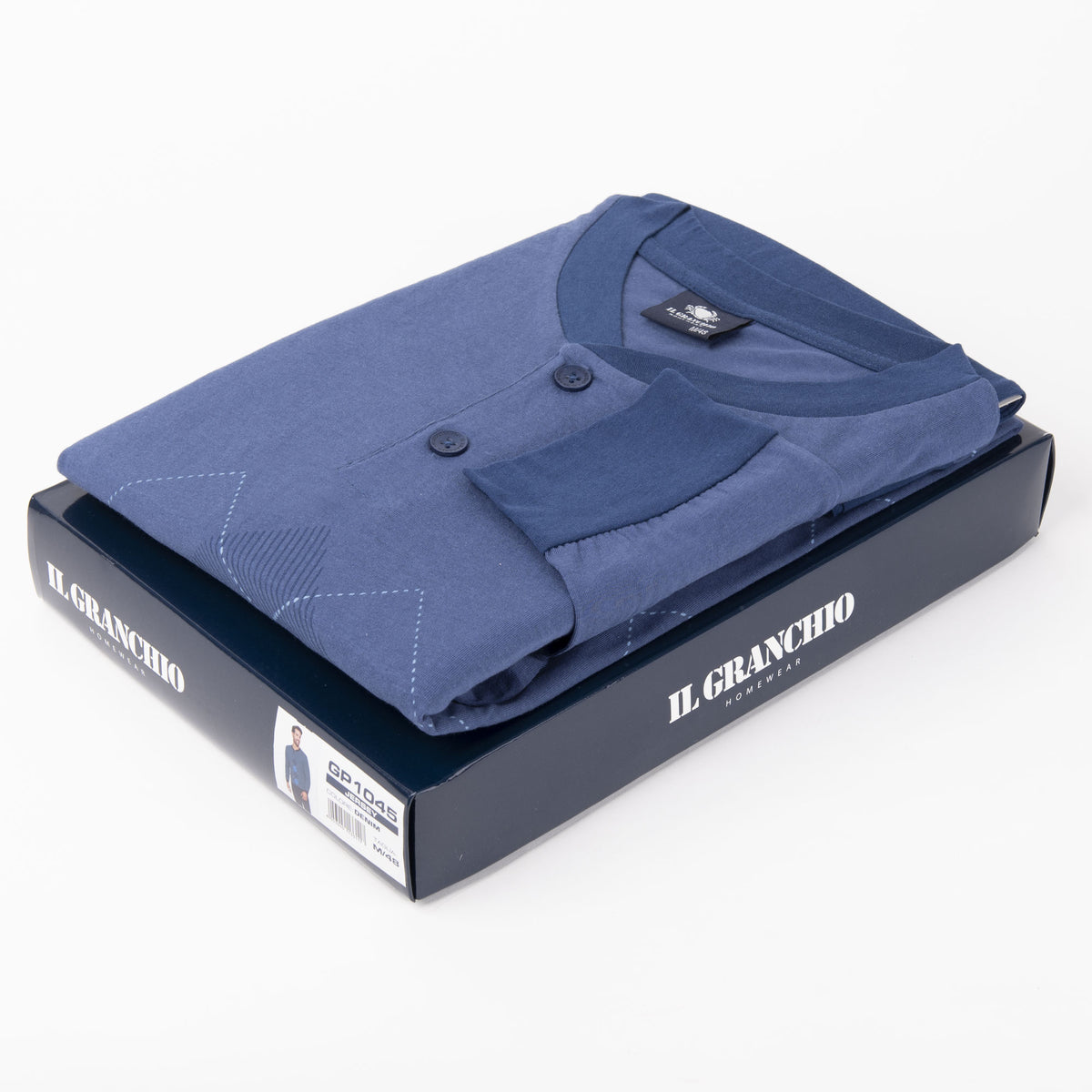 Pigiama uomo cotone primaverile Il Granchio GP1045 denim
