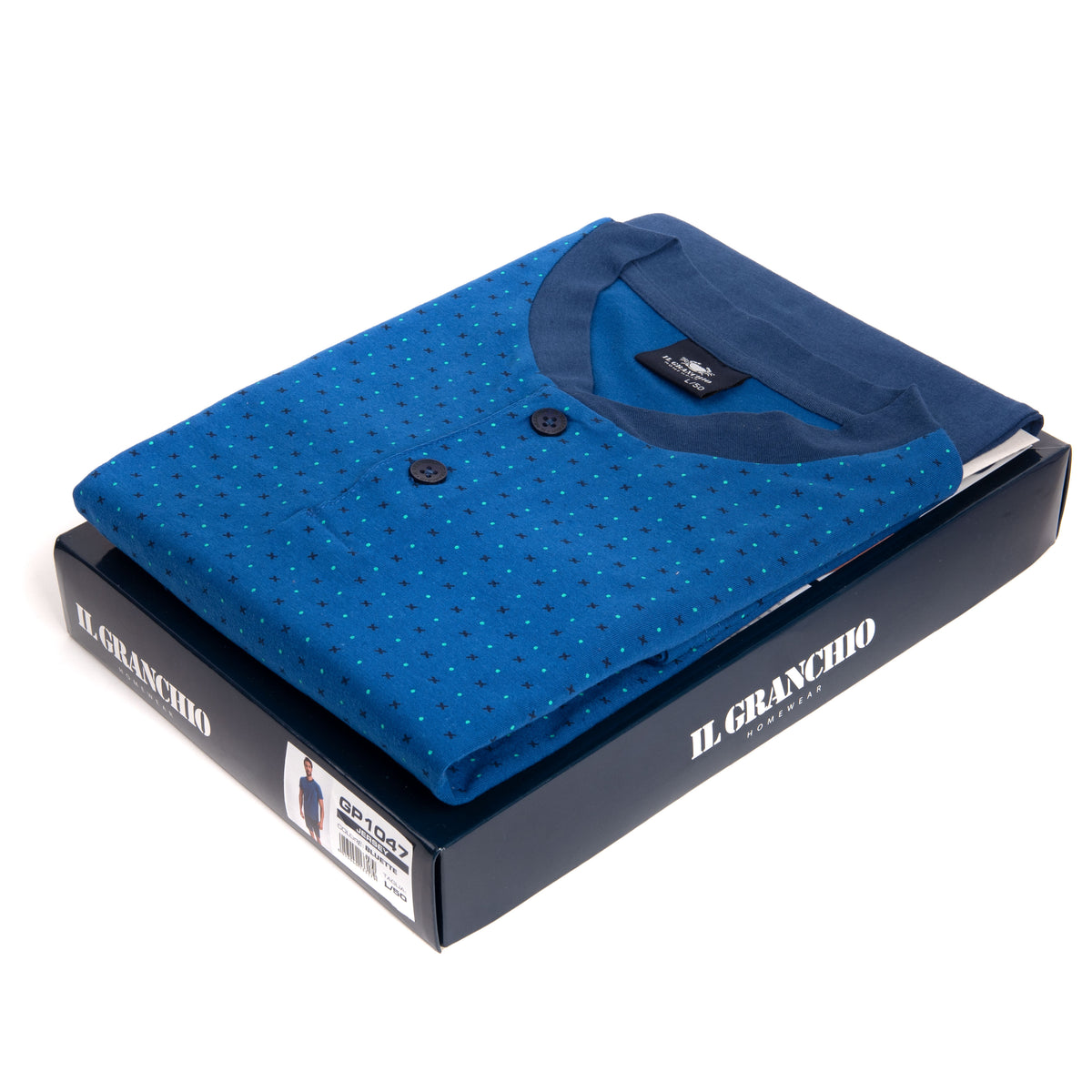 Pigiama uomo Il Granchio GP1047 corto estivo cotone bluette