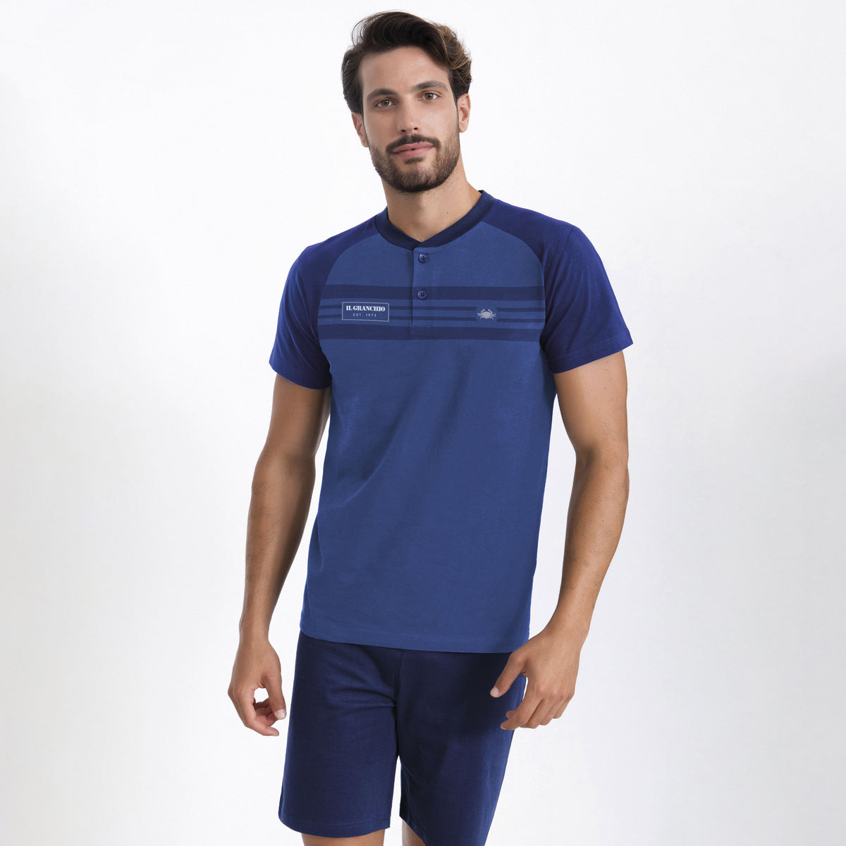 Pigiama uomo Il Granchio GP1049 corto estivo cotone denim