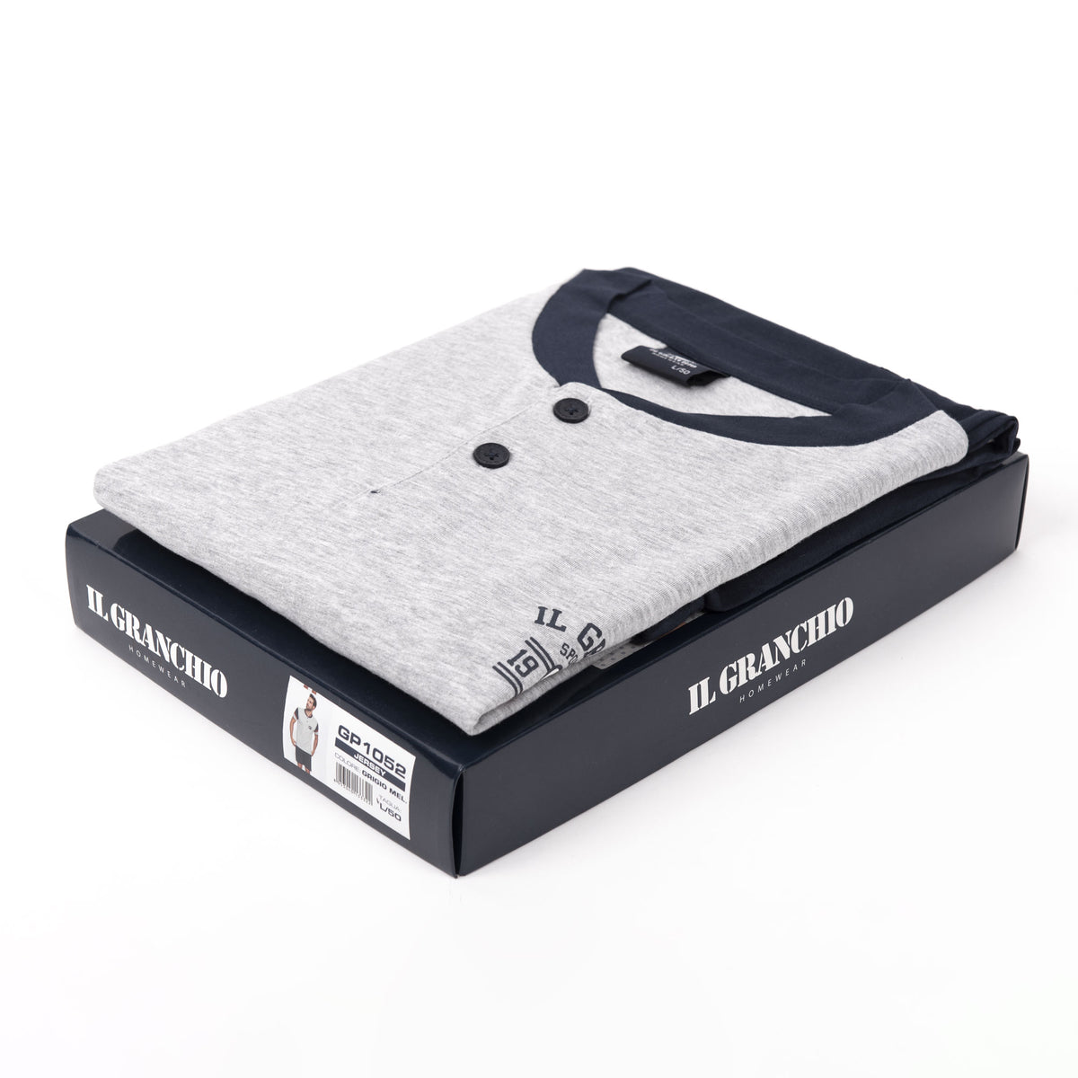 Pigiama uomo Il Granchio GP1052 corto estivo cotone grigio melange