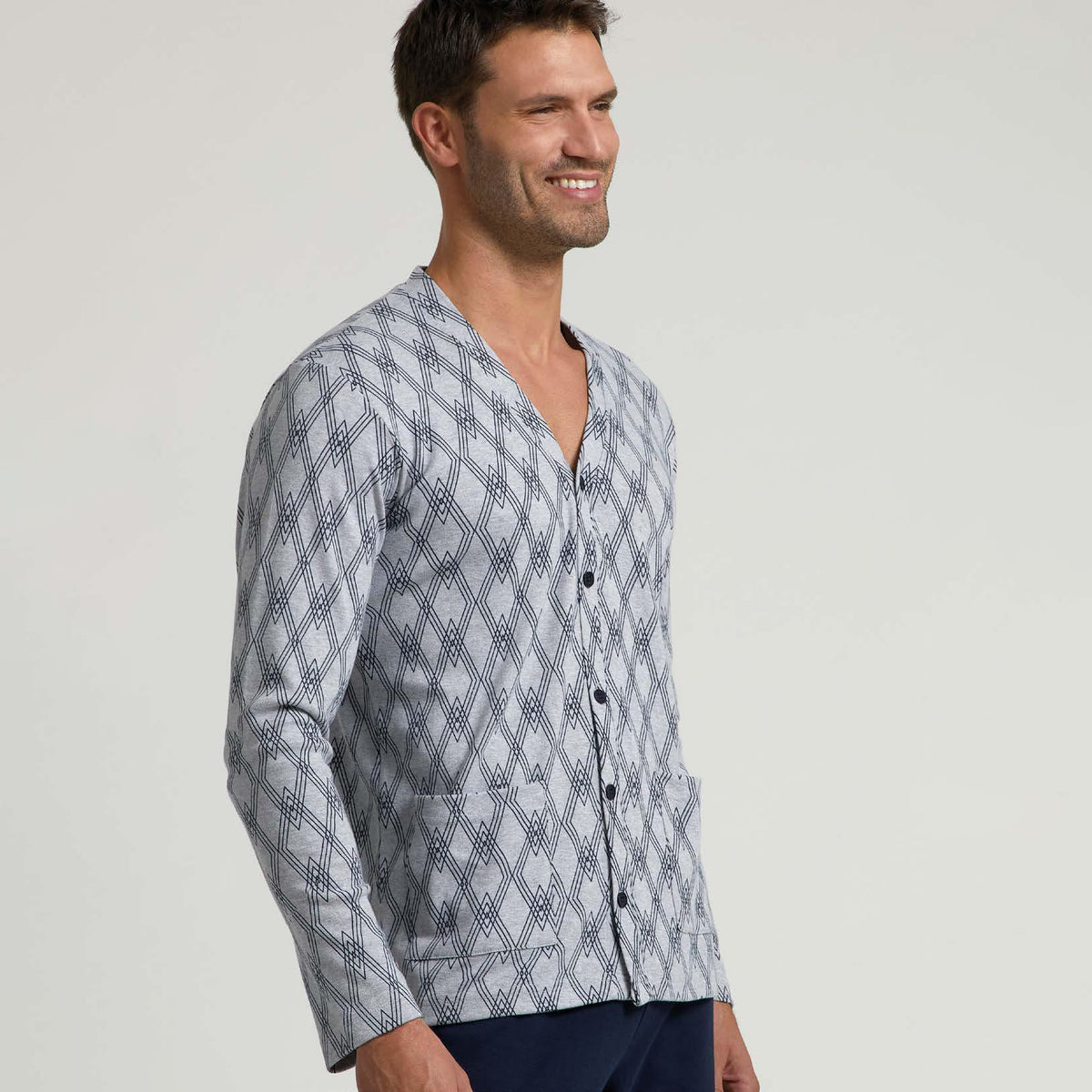 Pigiama uomo aperto collo pantalone dritto caldo cotone Il Granchio GP2058/A