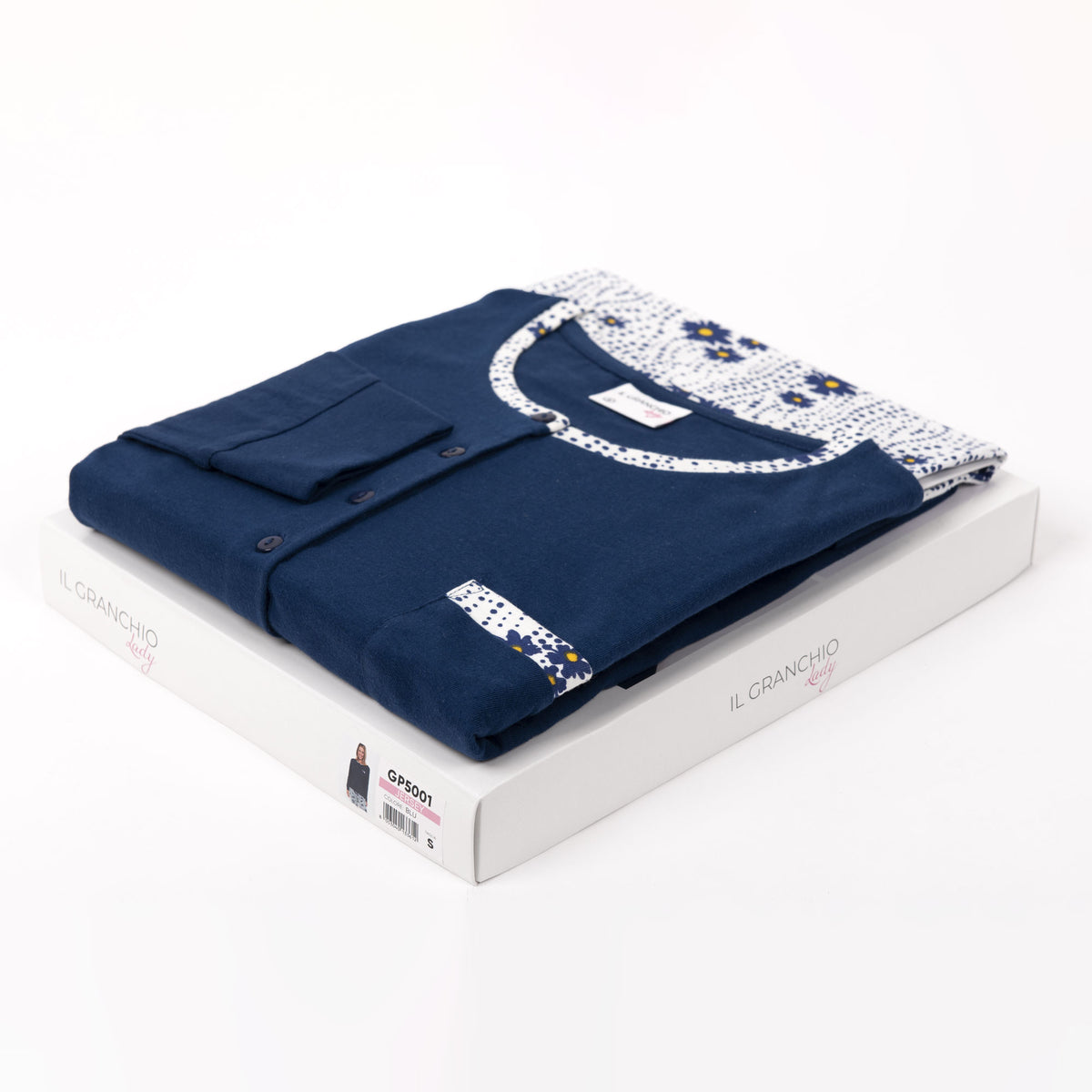 Pigiama donna blu lungo leggero Il granchio GP5001