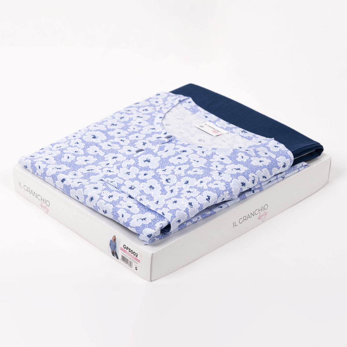 Pigiama donna Il Granchio GP5002 cotone leggero floreale ortensia