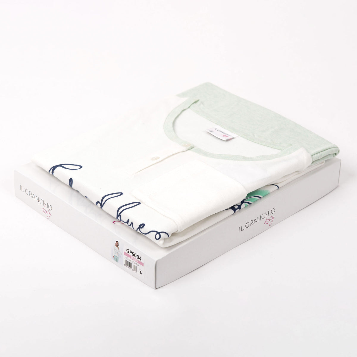Pigiama donna Il Granchio manica lunga leggero GP5004 verde