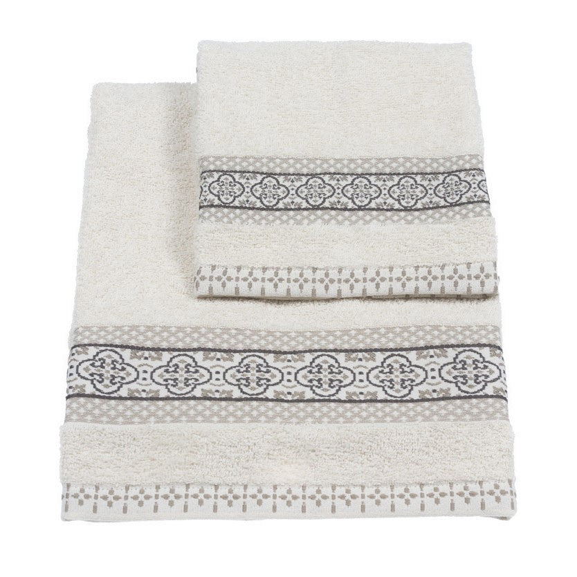 Vingi set asciugamani viso + ospite cotone Grace panna