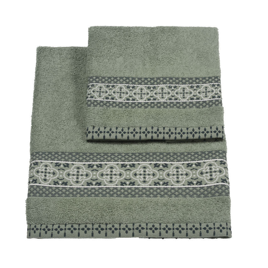 Vingi set asciugamani viso + ospite cotone Grace verde