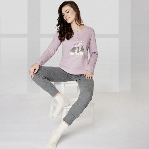 Pigiama donna serafino caldo cotone Infiore GSO1450
