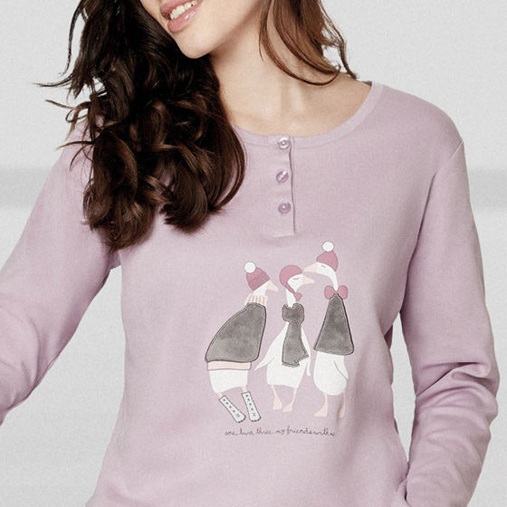 Pigiama donna serafino caldo cotone Infiore GSO1450