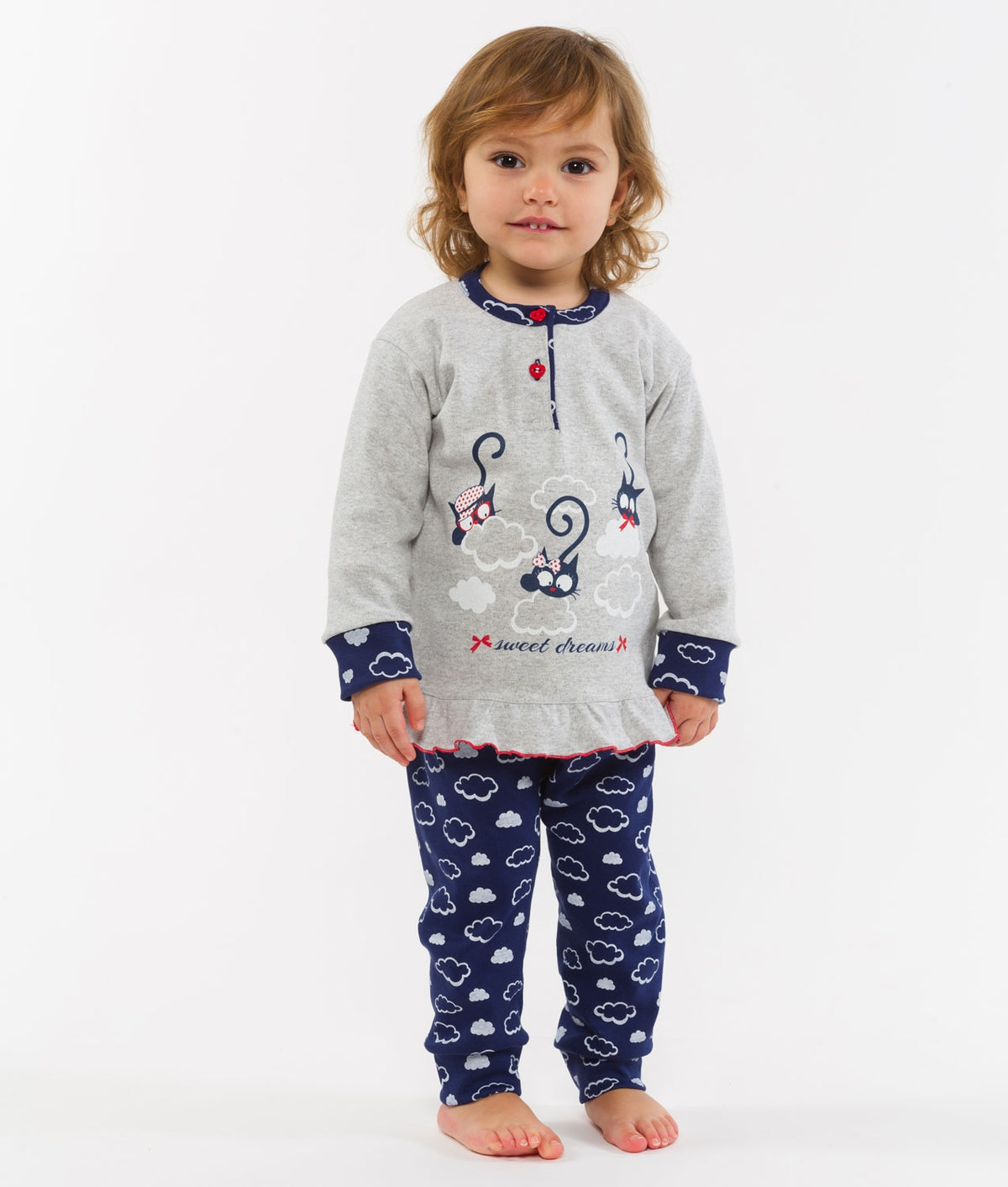 Pigiama caldo cotone bimba gatti Gary H10003 neonata 