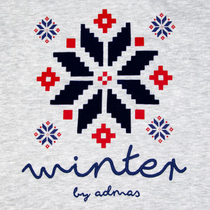 Pigiama donna invernale Admas 54562 caldo cotone fiocchi di neve