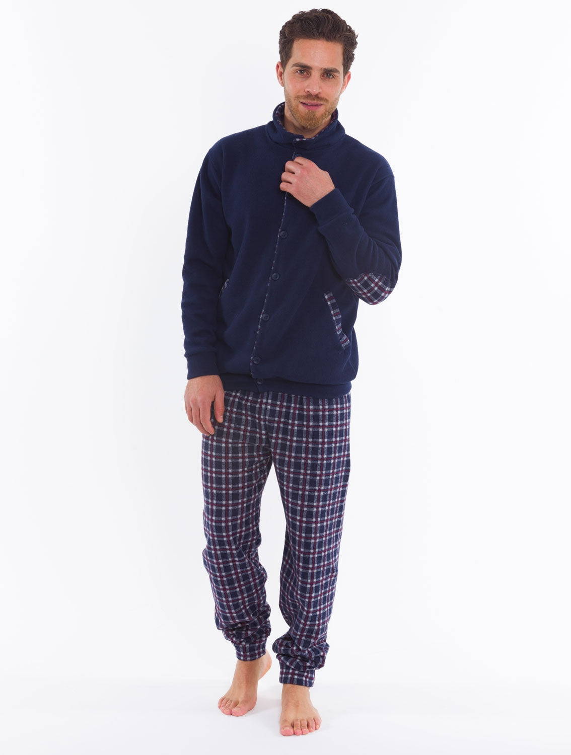 Pigiama uomo Gary H60108 punto milano aperto stile giacca collo alto