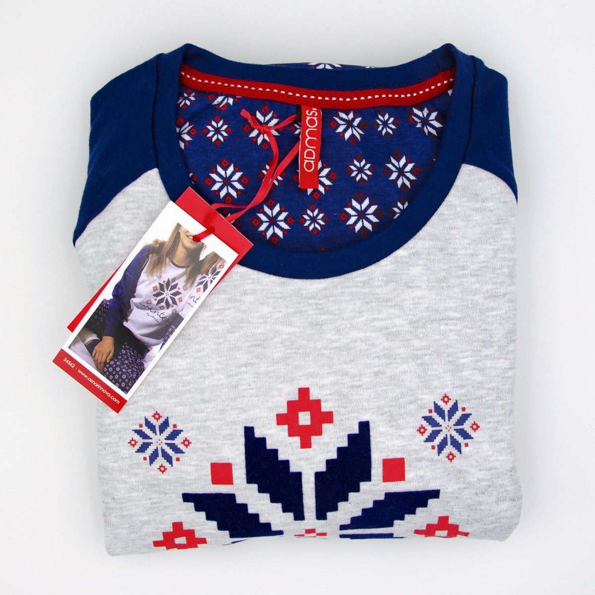 Pigiama donna invernale Admas 54562 caldo cotone fiocchi di neve