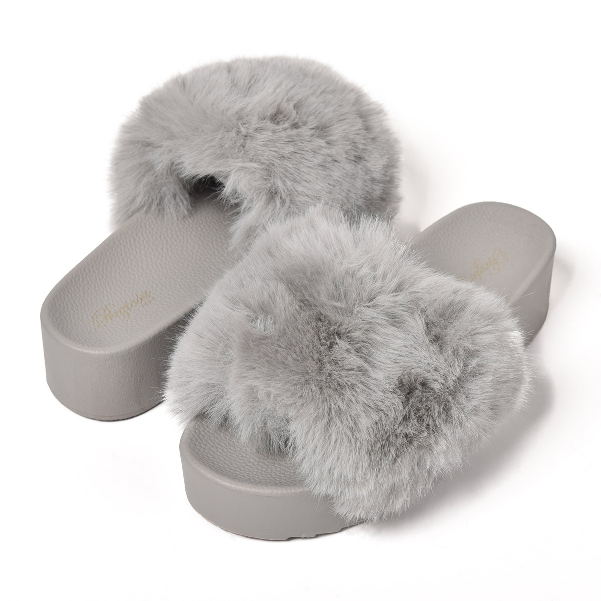Pantofole donna con fascia di pelliccia soffice Preziosa 0075 grigio
