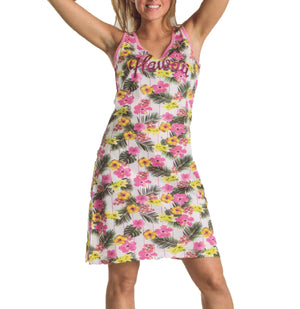 Vestitino donna spalla larga in cotone 100% fantasia floreale