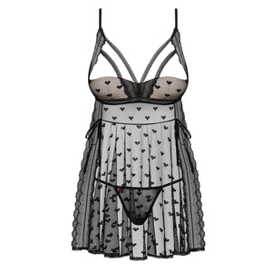 Sexy babydoll + perizoma Obsessive Heartia babydoll 2 pz.