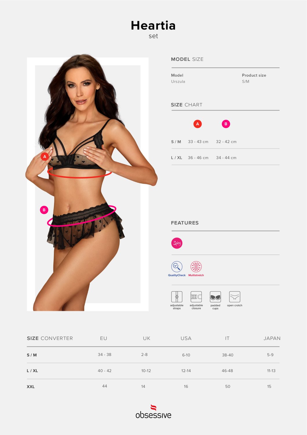 Set intimo aperto Heartia tulle cuori Obsessive 