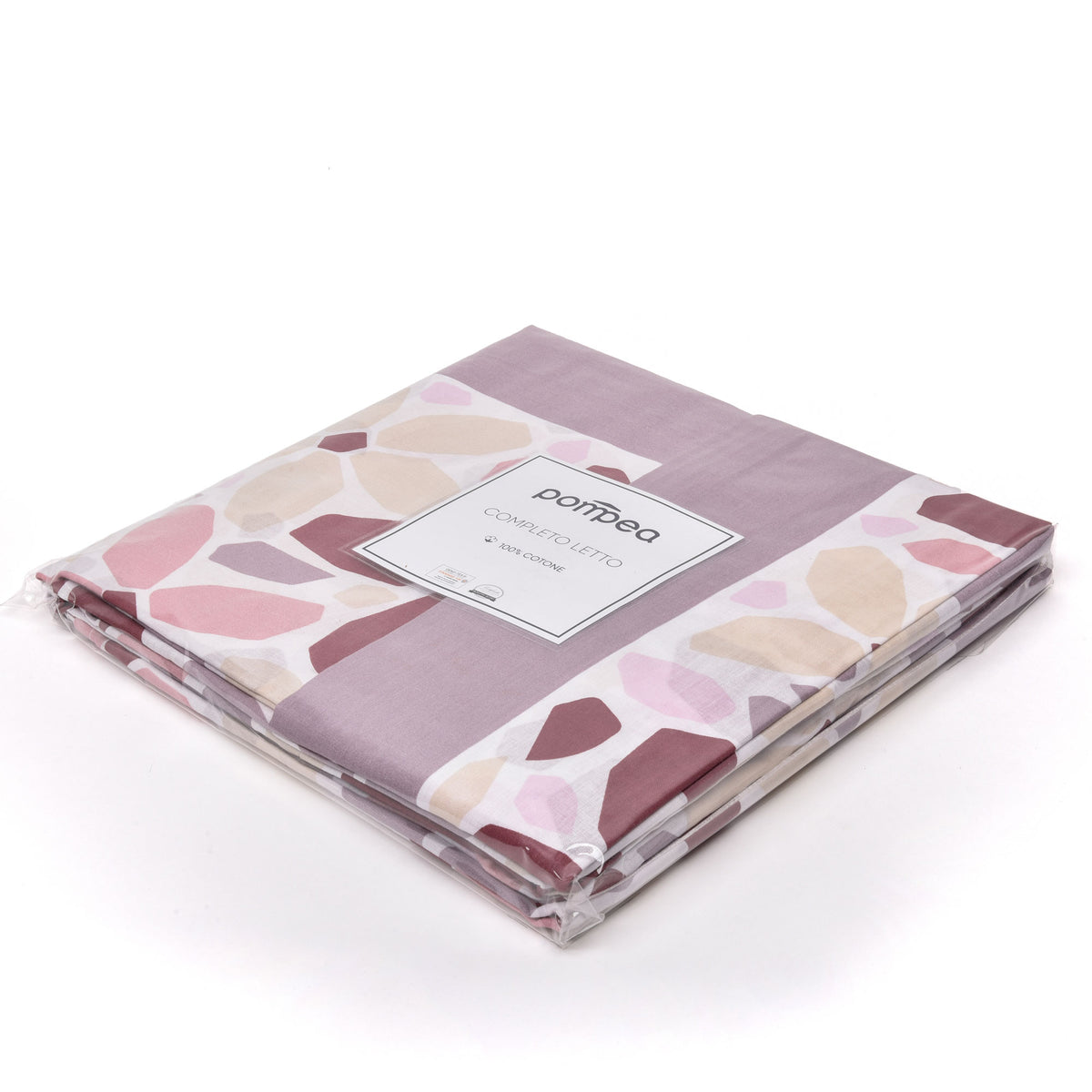 Completo letto Pompea Hera lenzuola sopra sotto con angoli federa rosa antico
