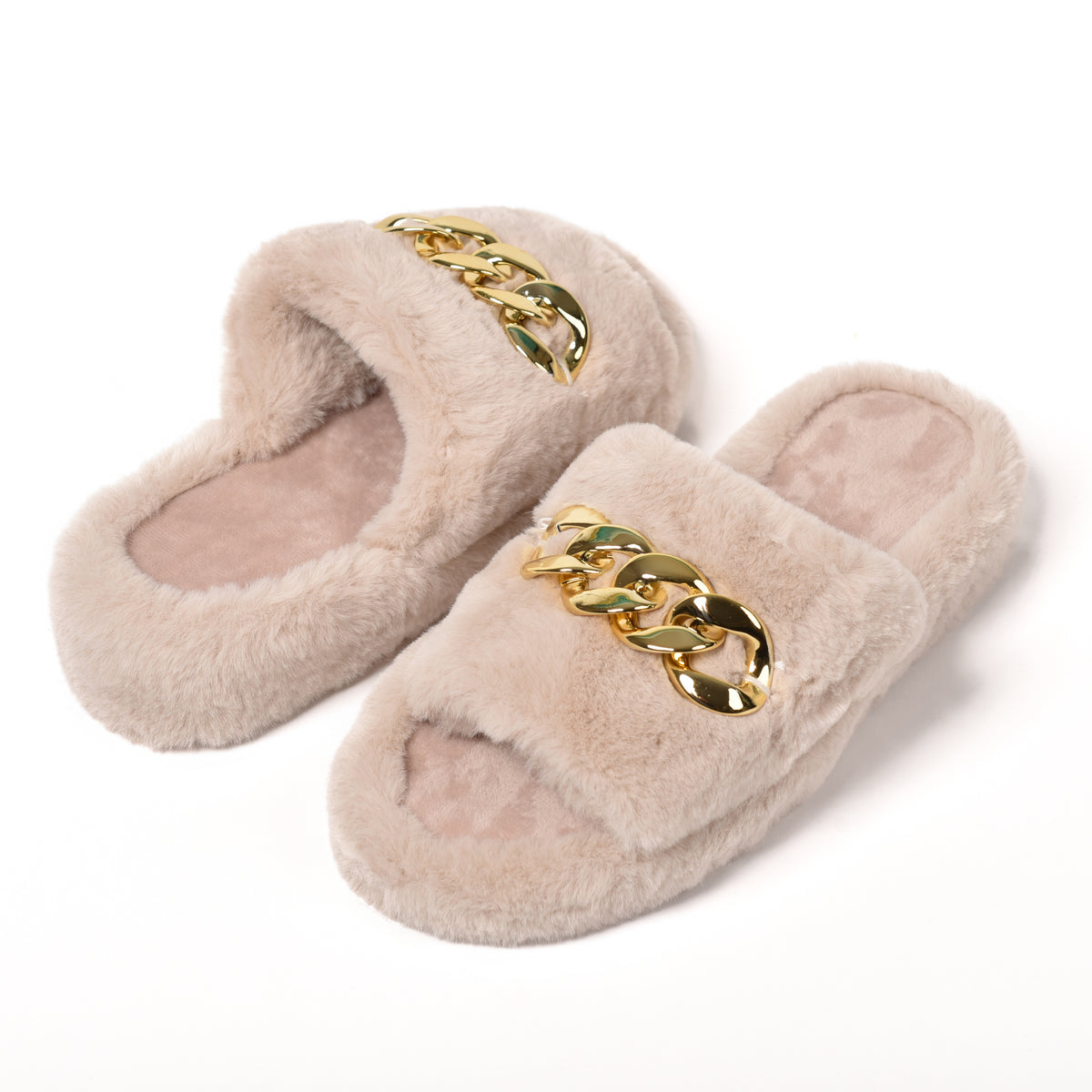 Pantofole con catena punta aperta donna sabbia Preziosa 0077