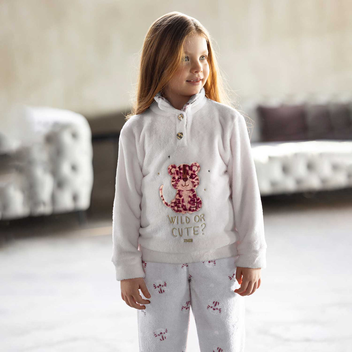 Pigiama bimba in coral con tigrotto Irge IKC503
