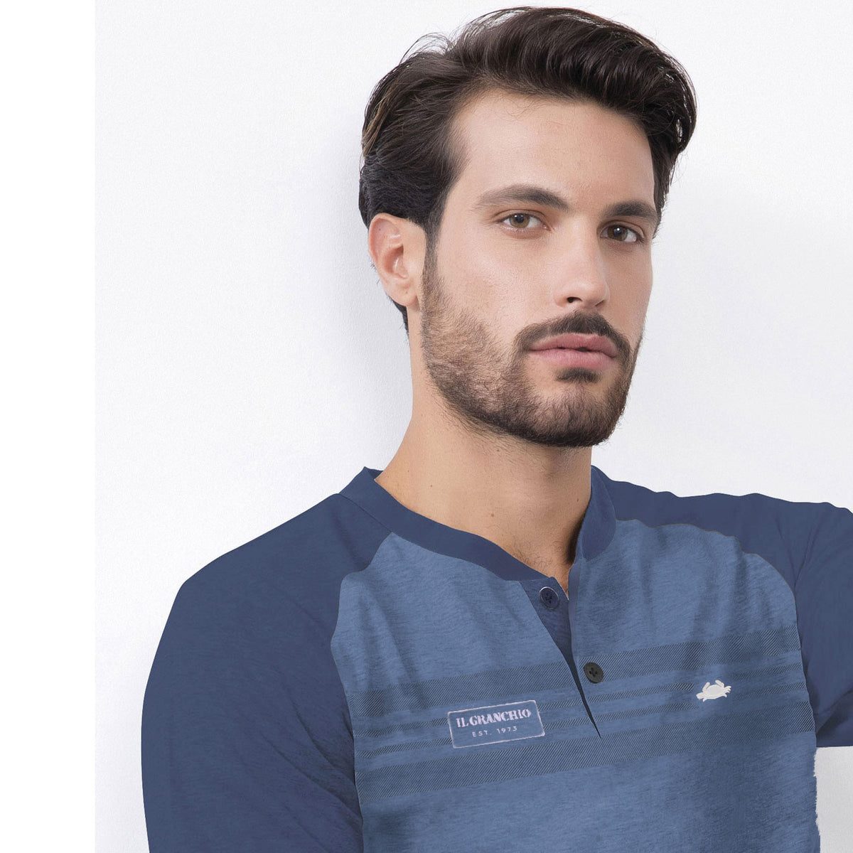 Pigiama uomo cotone leggero Il Granchio GP1041 azzurro denim