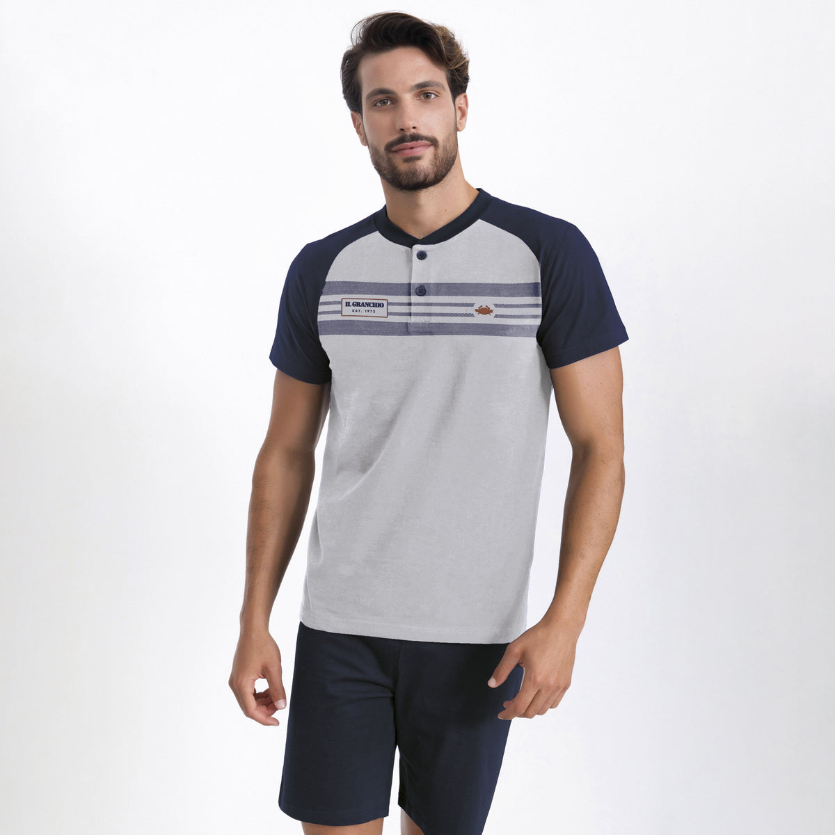 Pigiama uomo Il Granchio GP1049 corto estivo cotone grigio melange