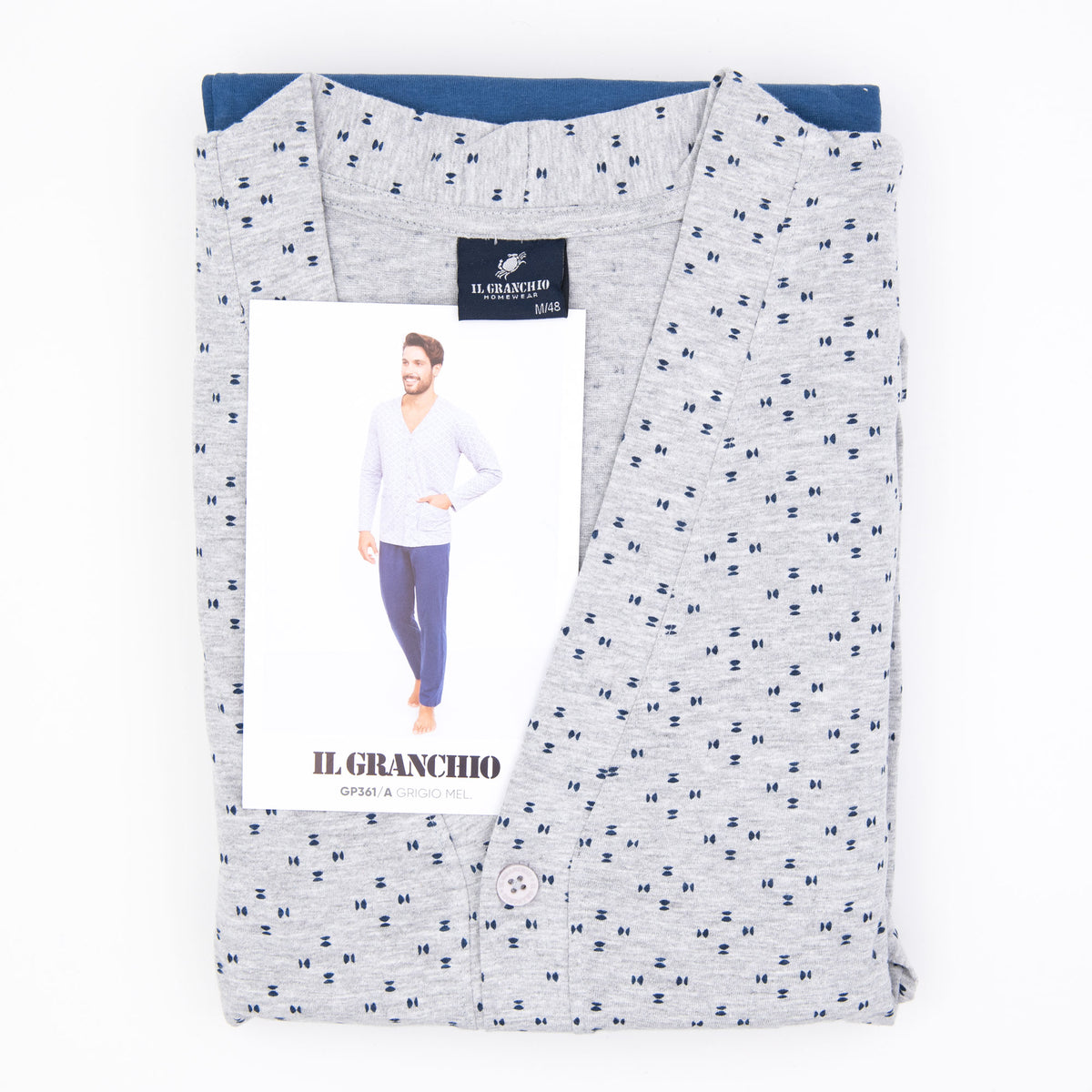 Pigiama uomo Il Granchio GP361/A cotone grigio melange