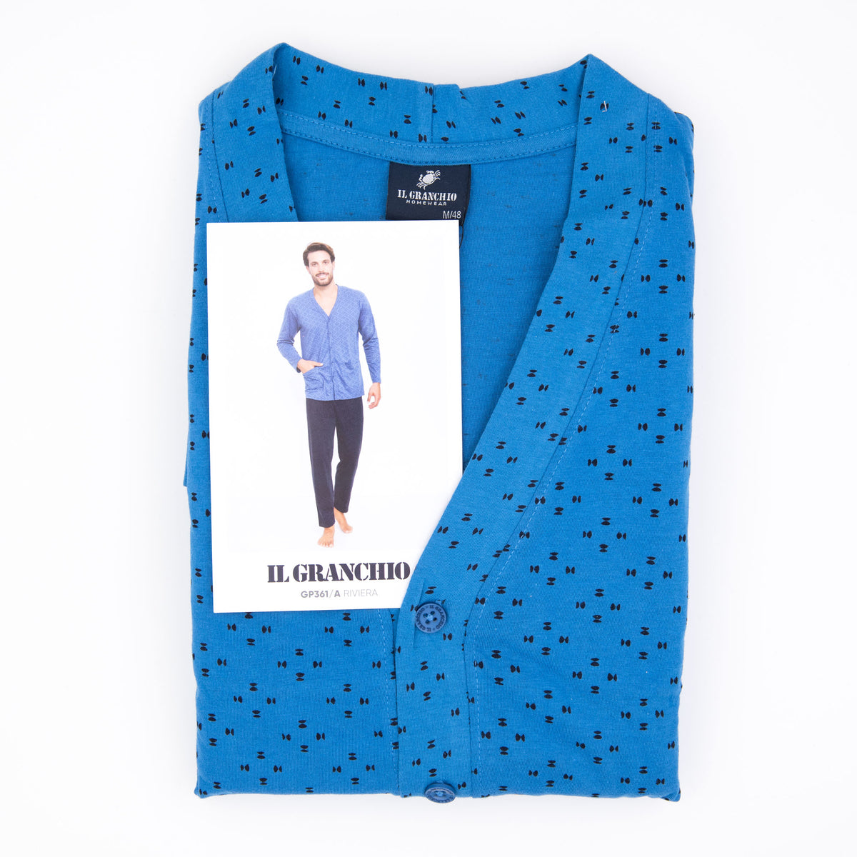 Pigiama uomo Il Granchio GP361/A cotone azzurro