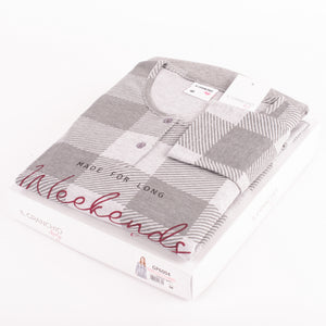 Pigiama donna caldo cotone grigio quadroni Il Granchio GP6004
