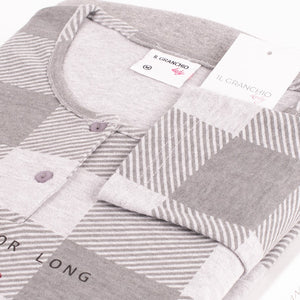 Pigiama donna caldo cotone grigio quadroni Il Granchio GP6004