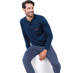 Pigiama uomo cotone Il Granchio GP1042 a righe azzurro oceano