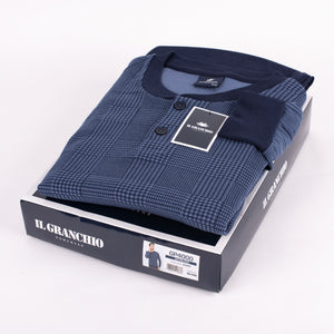 Pigiama uomo caldo cotone Il Granchio GP4000 avio blu