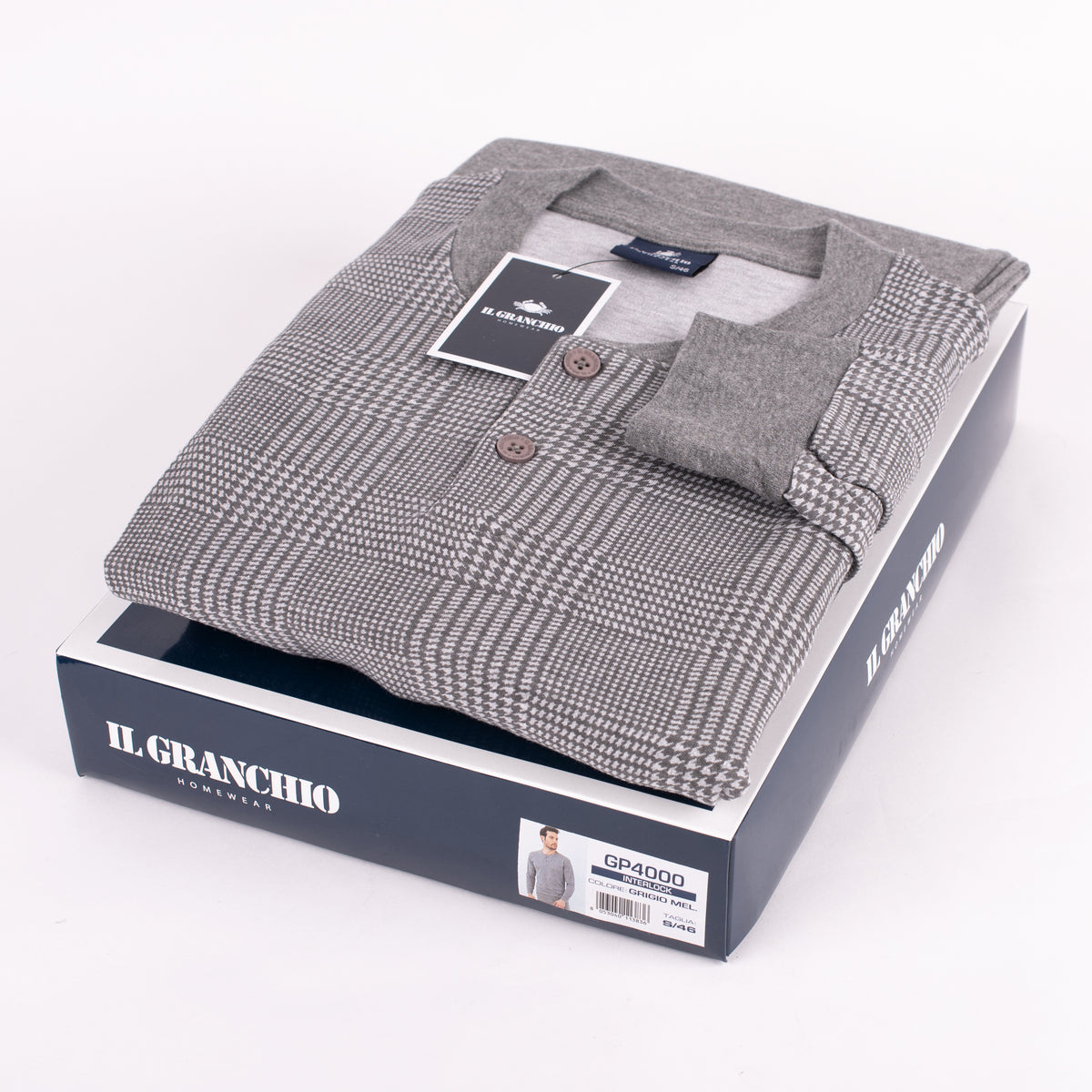 Pigiama uomo caldo cotone Il Granchio GP4000 grigio
