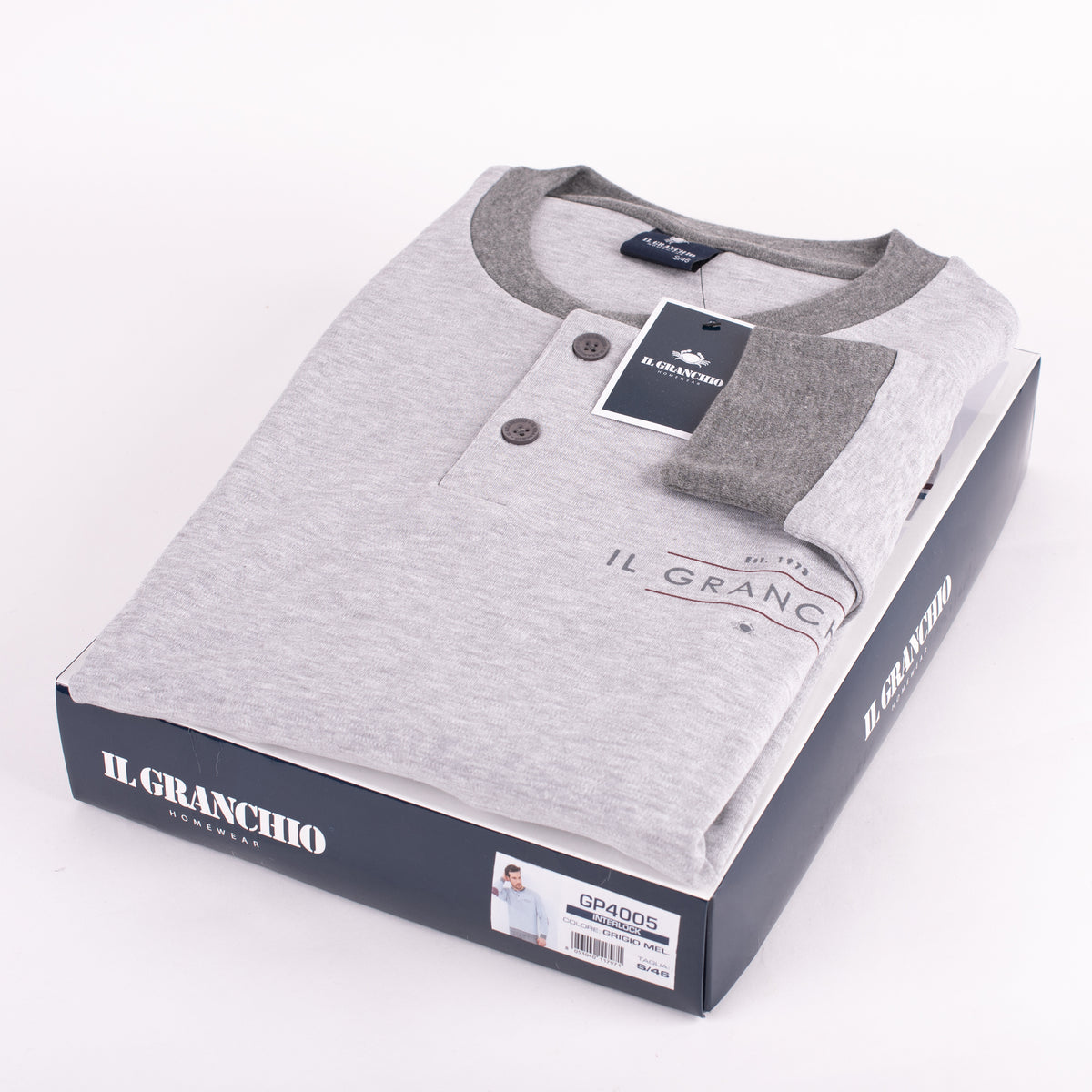 Pigiama uomo caldo cotone Il Granchio GP4005 grigio