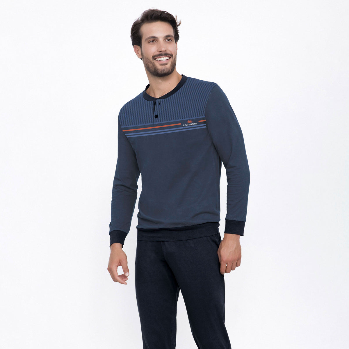 Pigiama uomo cotone fresco Il Granchio GP1046 blu