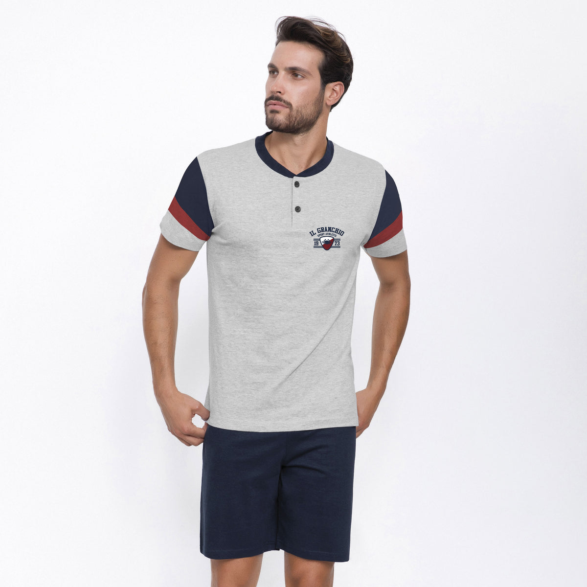 Pigiama uomo Il Granchio GP1052 corto estivo cotone grigio melange