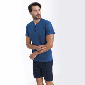 Pigiama uomo Il Granchio GP1048 corto estivo cotone bluette