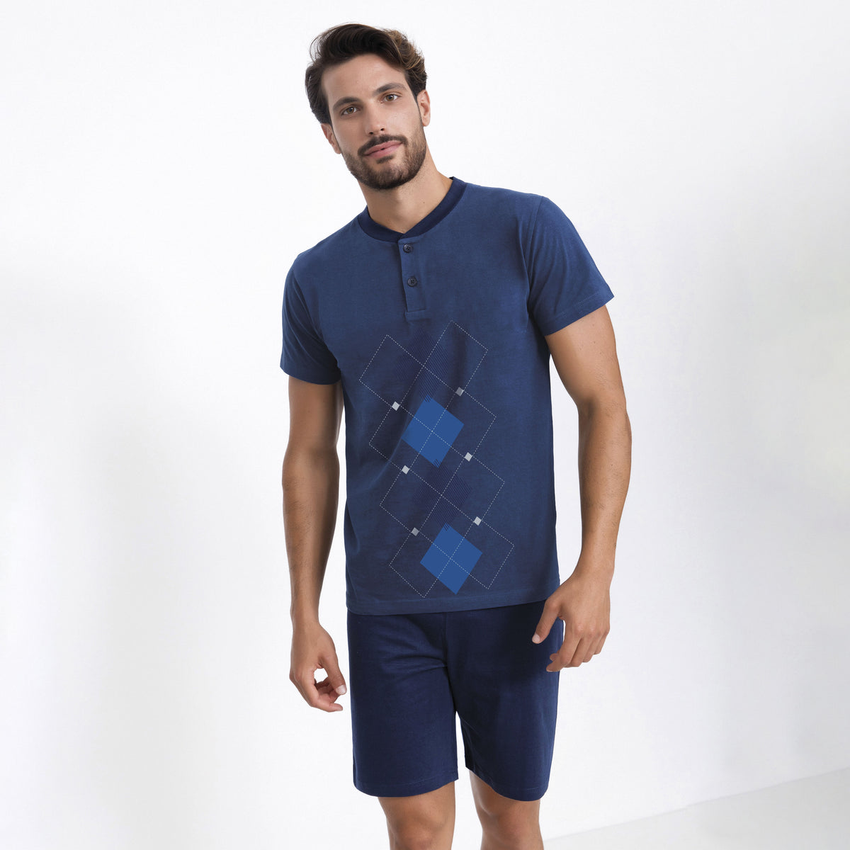 Pigiama uomo Il Granchio GP1053 corto estivo cotone denim