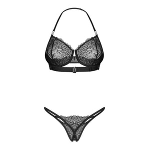 Set sexy con reggiseno in pizzo francese e perizoma aperto Obsessive