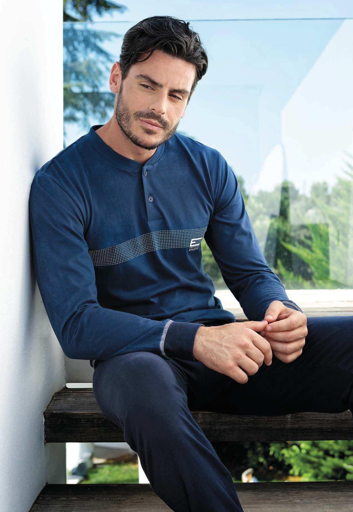 Pigiama uomo Enrico Coveri ep8089 in cotone jeans