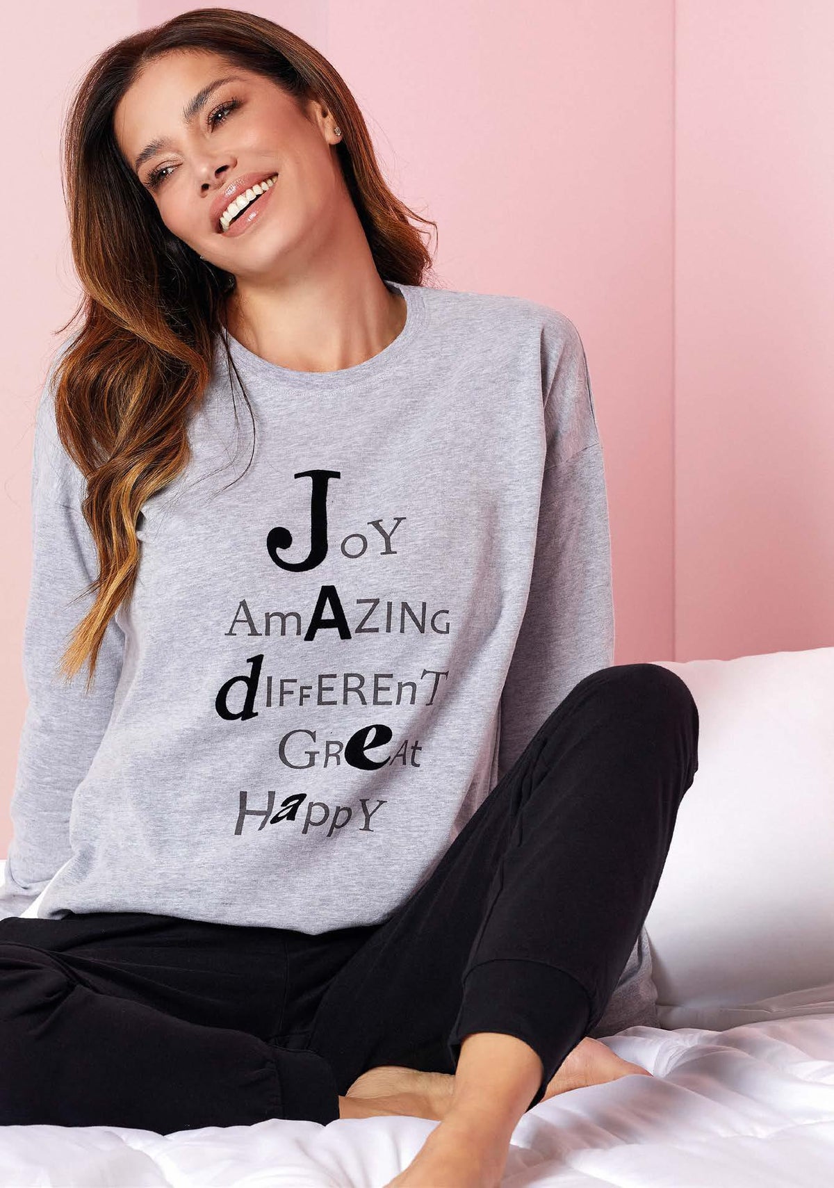 Pigiama Jadea Home in caldo cotone manica e pantalone con polsini 5176