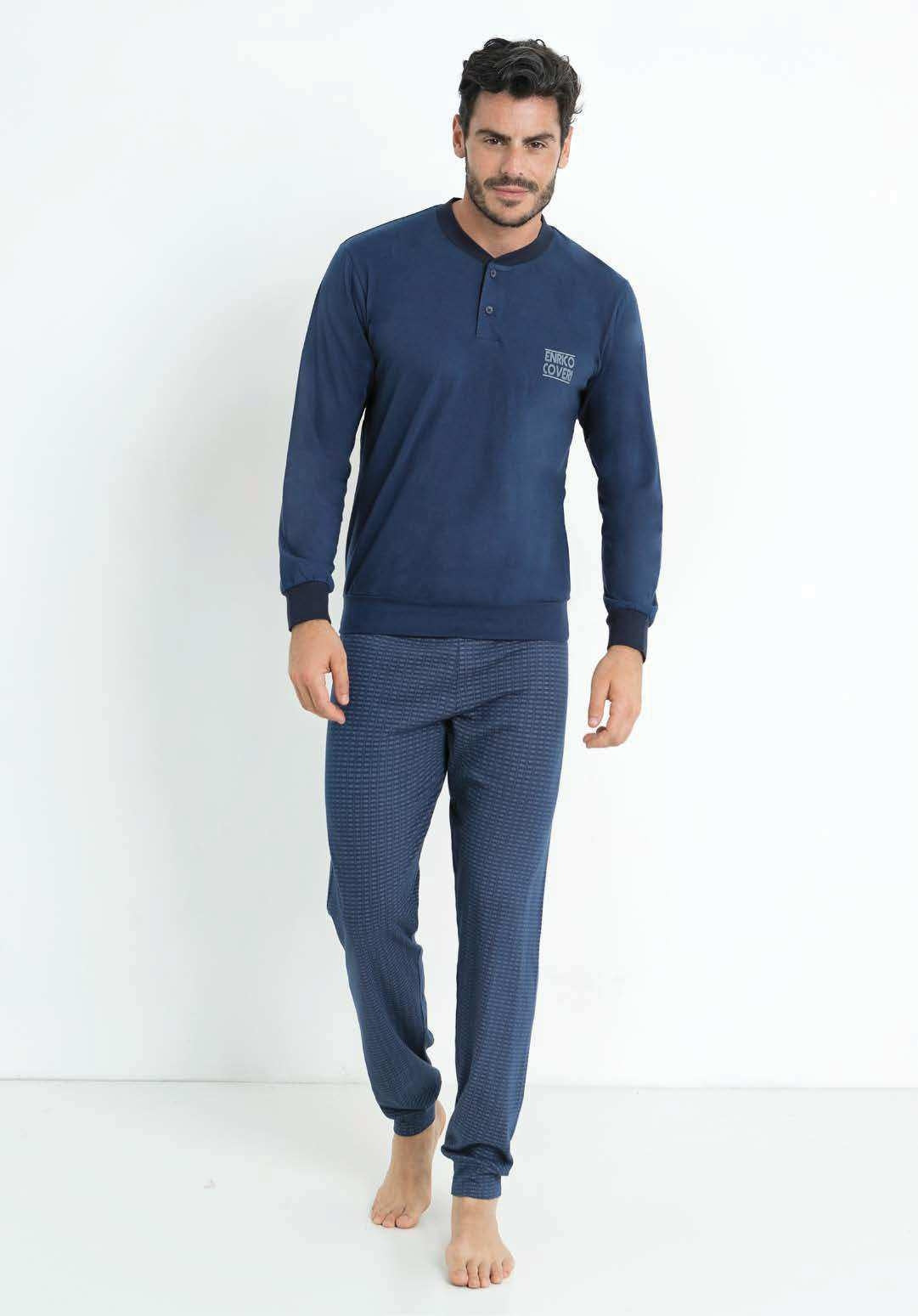 Pigiama uomo Enrico Coveri ep8093 in cotone jeans