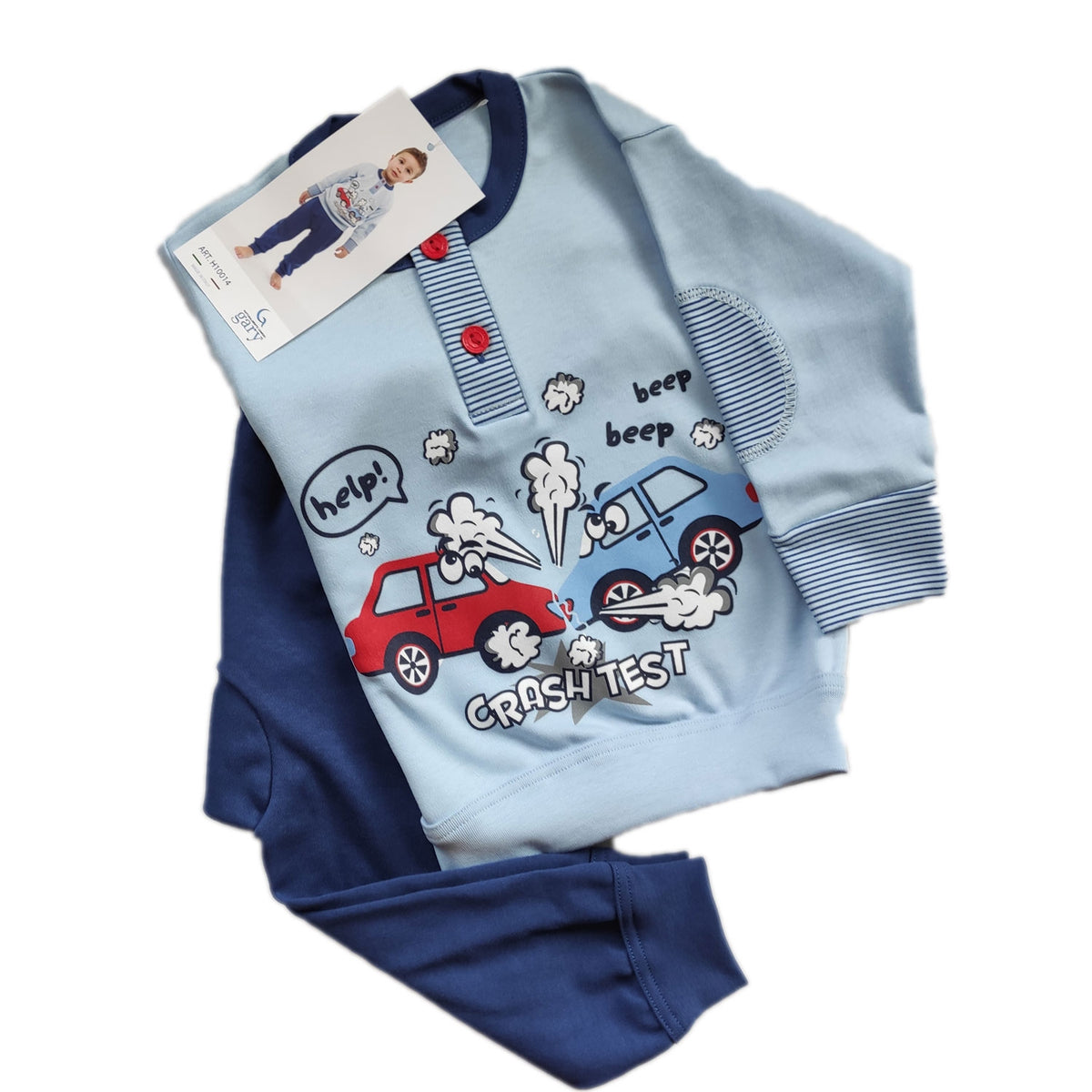 Pigiama Gary bimbo macchine H10014 in caldo cotone