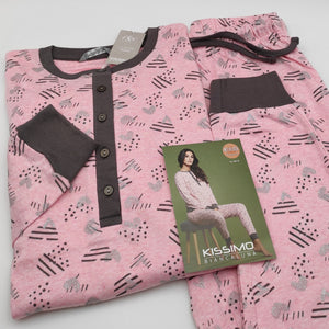 Pigiama da donna Biancaluna 2004IN lungo caldo cotone rosa