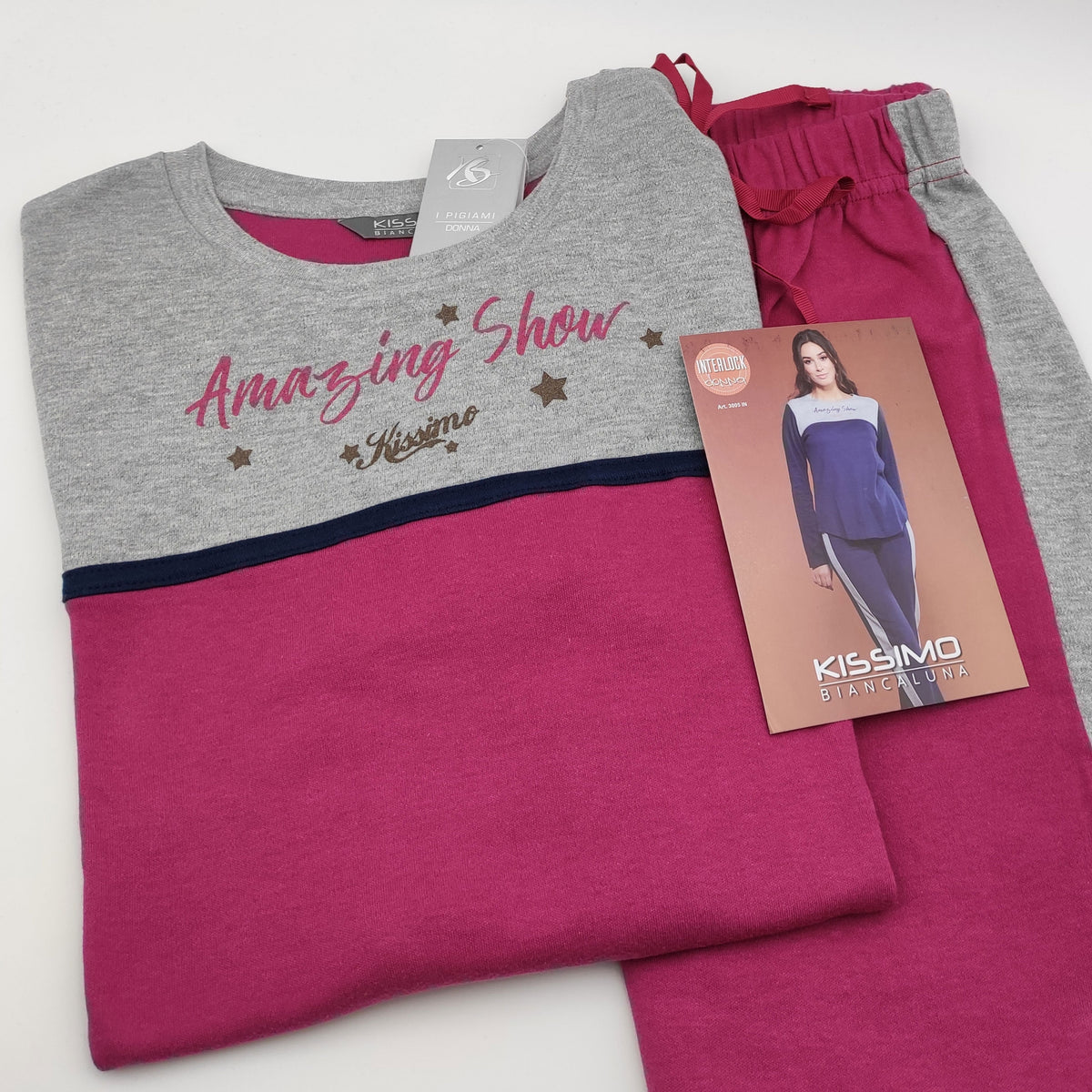 Pigiama donna Biancaluna 3005IN lungo caldo cotone