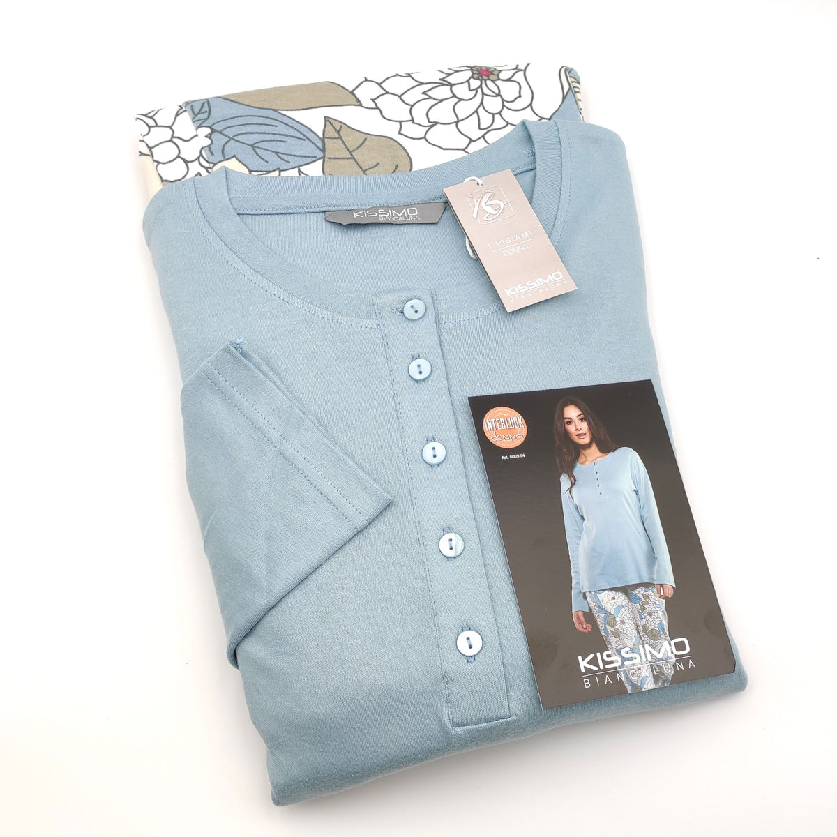 Pigiama da donna Biancaluna 6005IN lungo caldo cotone acqua