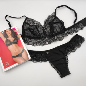Sexy coordinato reggiseno + perizoma Obsessive 864-set-1 nero