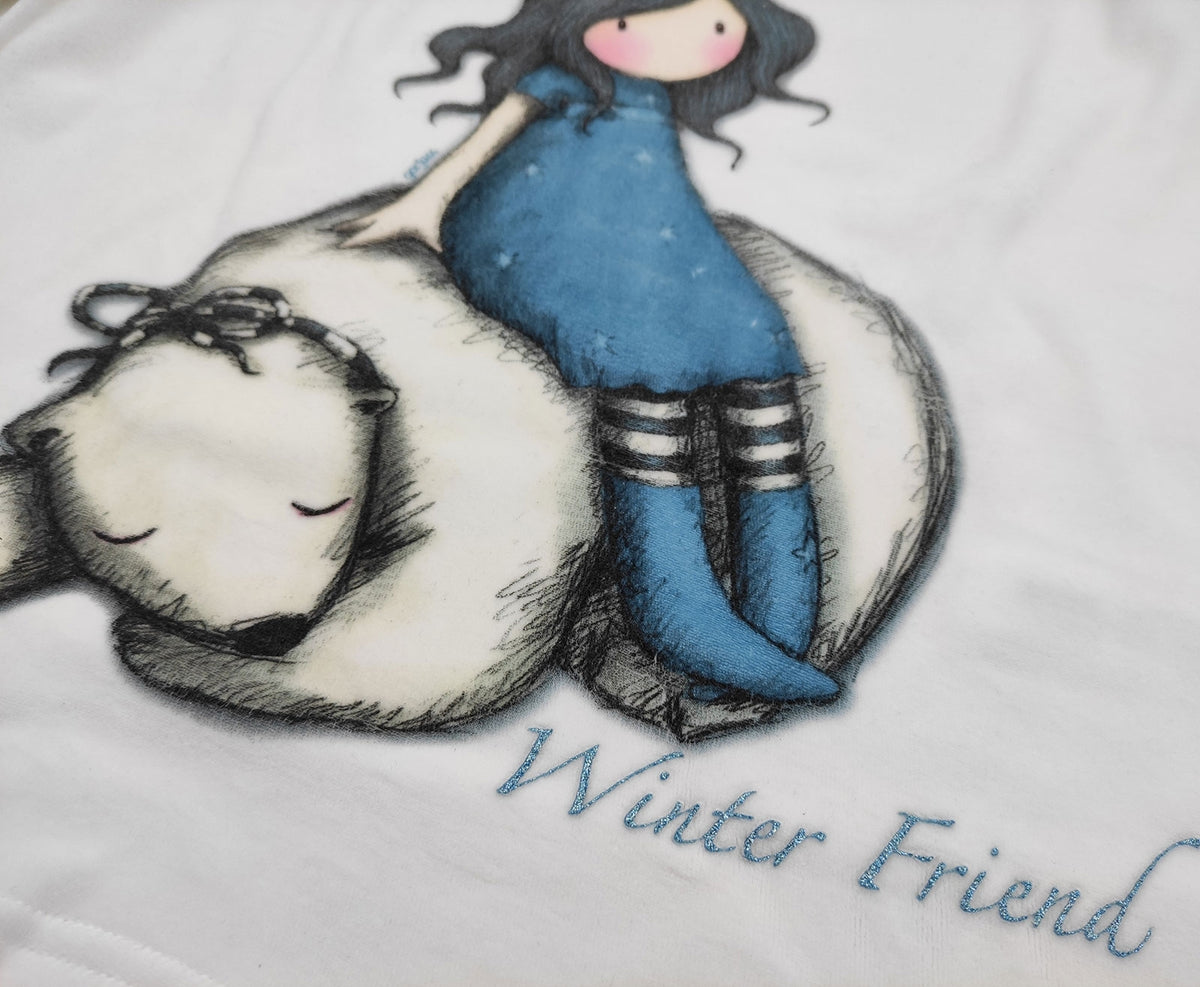 Pigiama da bambina Santoro 54487 in caldo cotone fiocchi di neve 