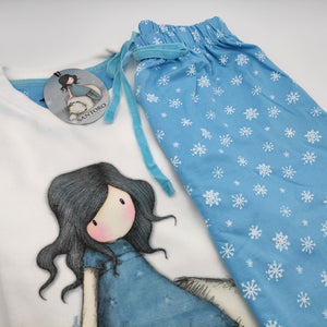 Pigiama donna Santoro Gorjuss 54486 caldo cotone fiocchi di neve