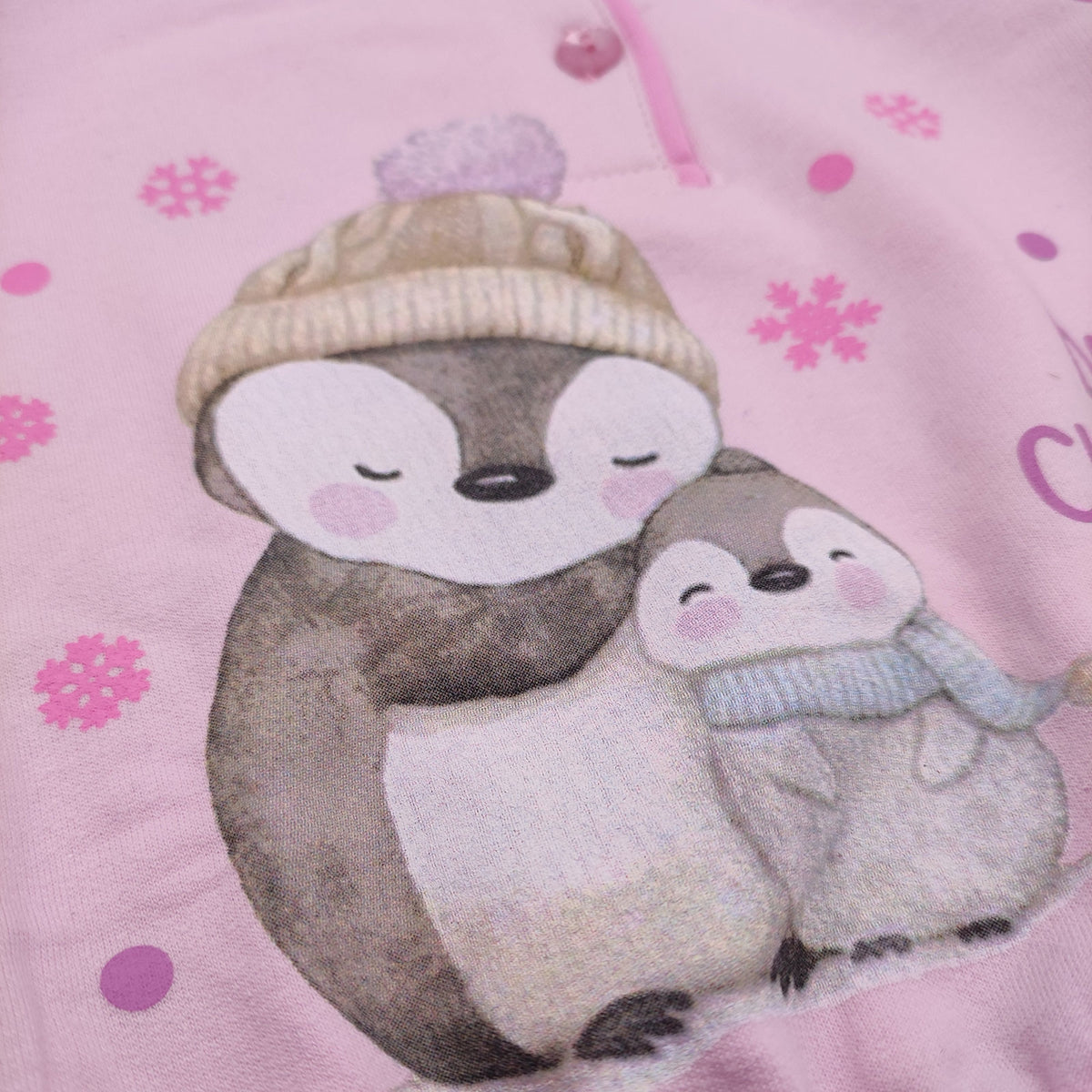 Pigiama Gary bimba in cotone felpato con pinguino H10020
